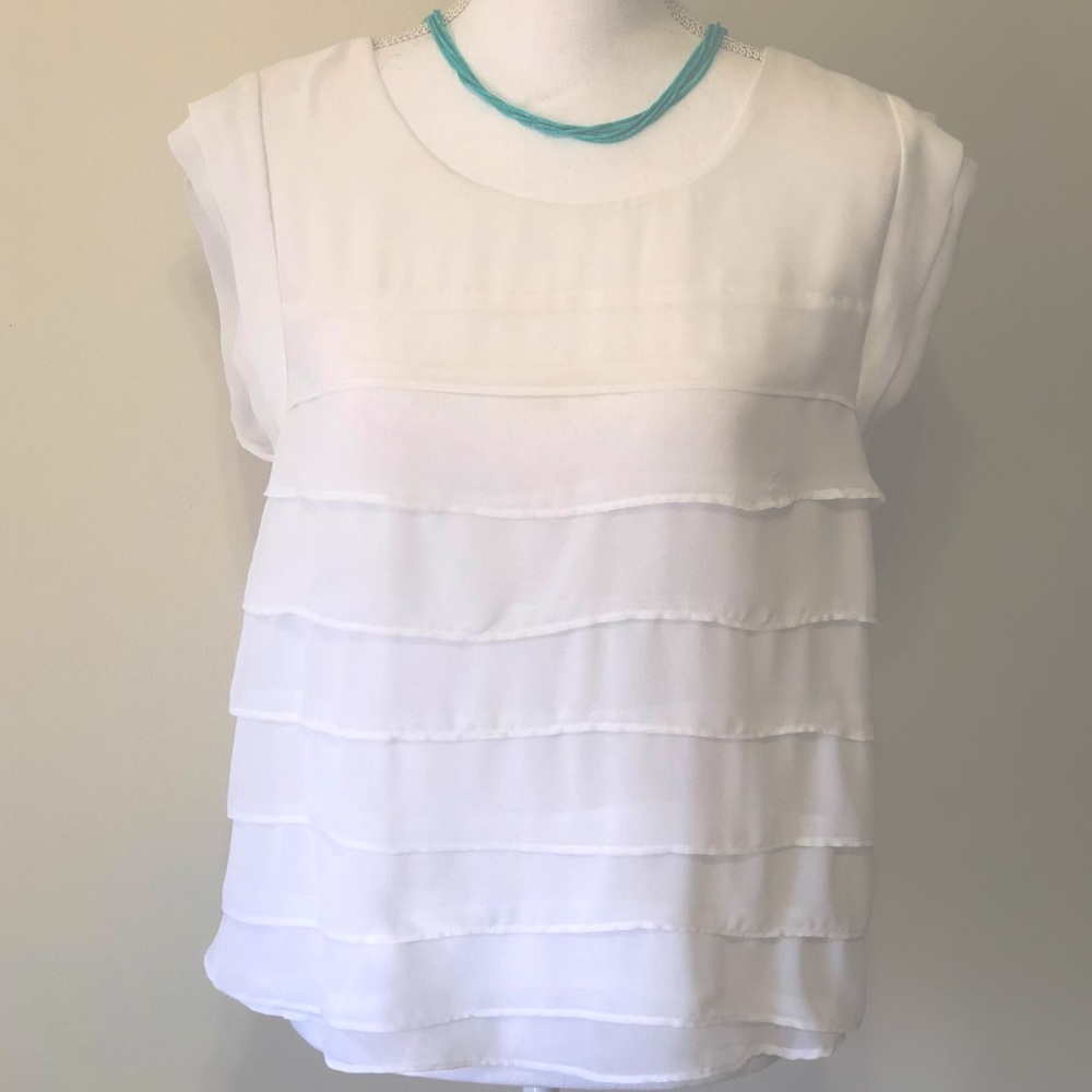 Apostrophe Sheer Cap Sleeve Blouse NWOT